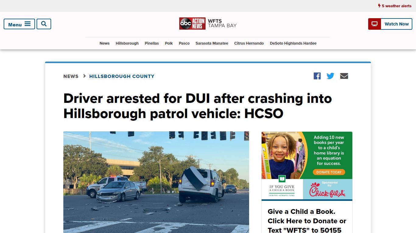 Driver arrested for DUI after crashing into Hillsborough patrol vehicle ...