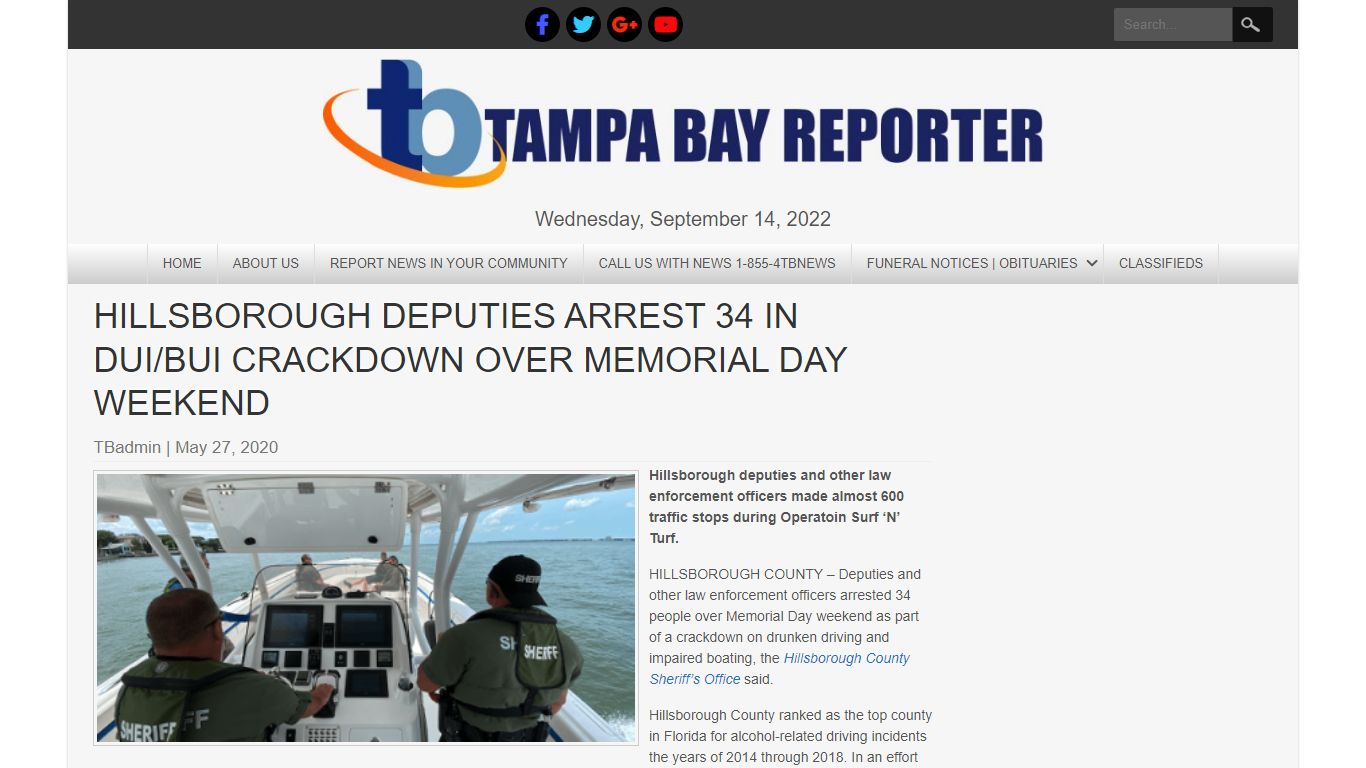 Hillsborough Deputies Arrest 34 in DUI/BUI Crackdown Over Memorial Day ...